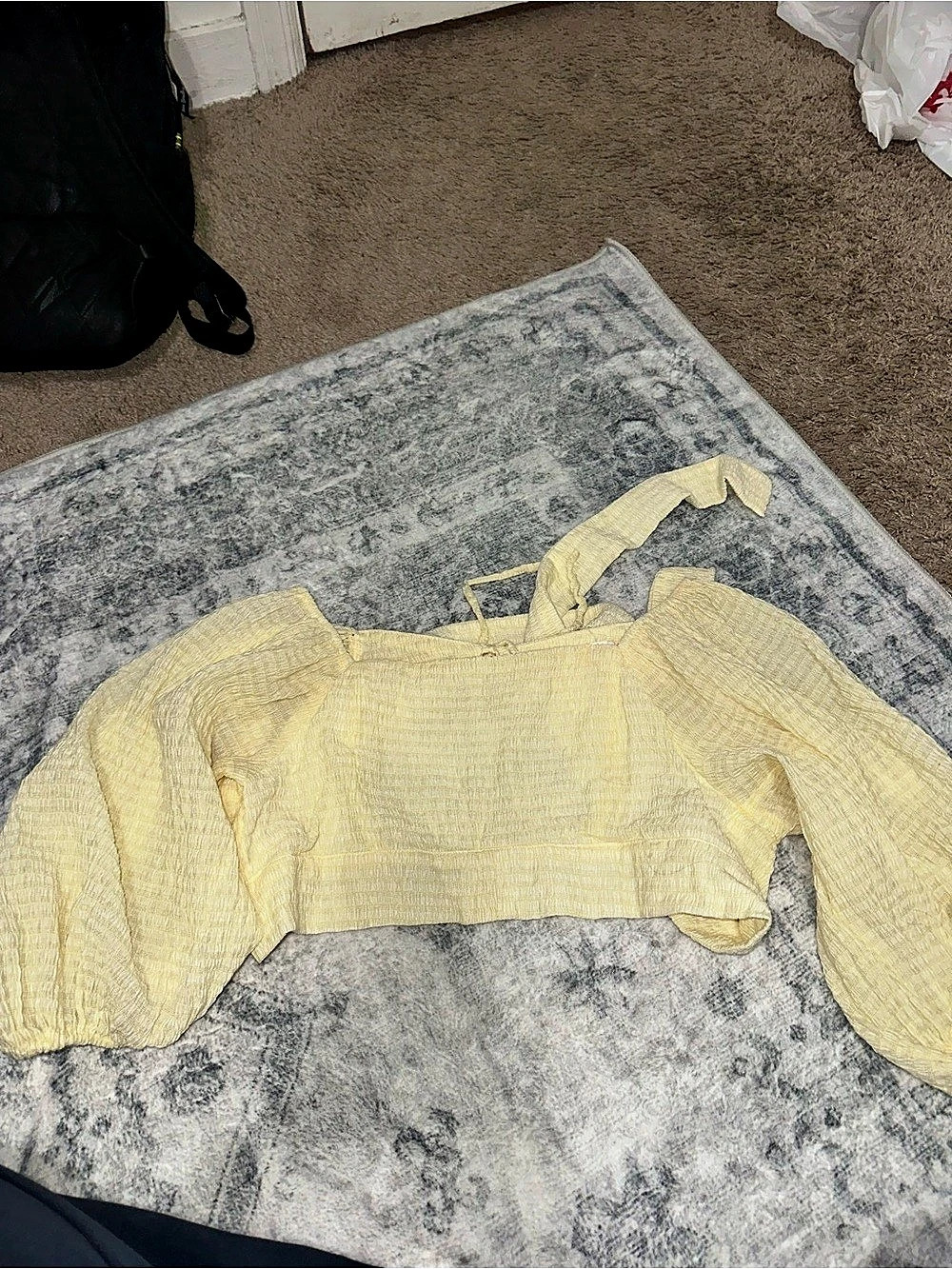 Lush Yellow Tie-Back Crop Top Like New